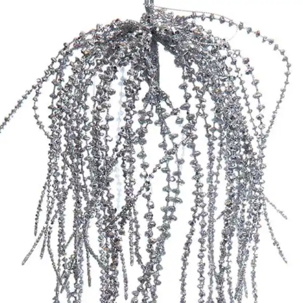 Silver Beaded Holiday Ornament